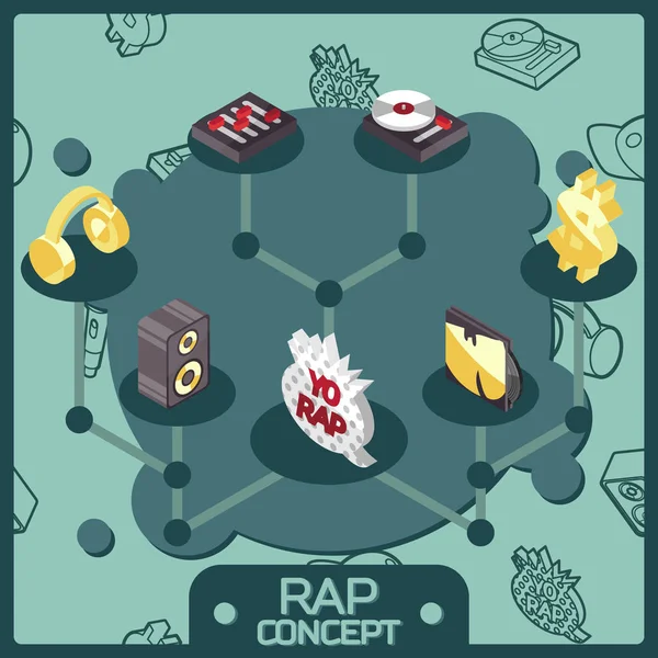 Rap color isometric concept icons — Stock Vector