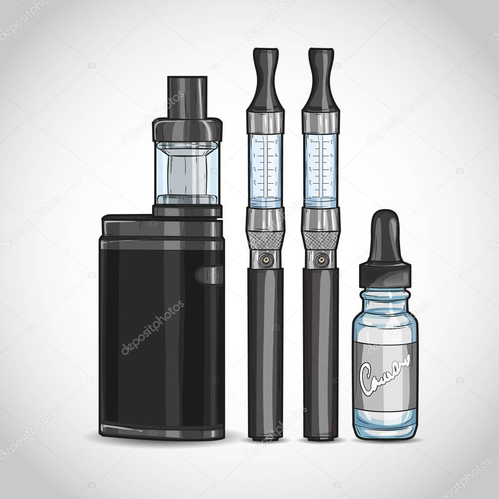Vector vaporizer cigarette vaping label EPS 10