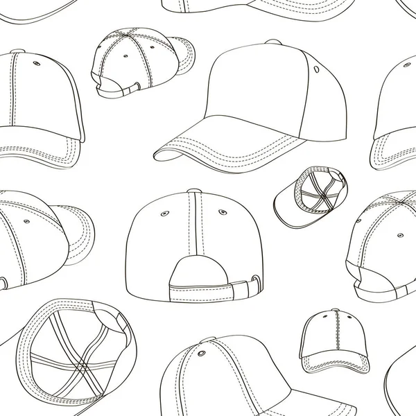 야구 모자 패턴 설정 — 스톡 벡터
