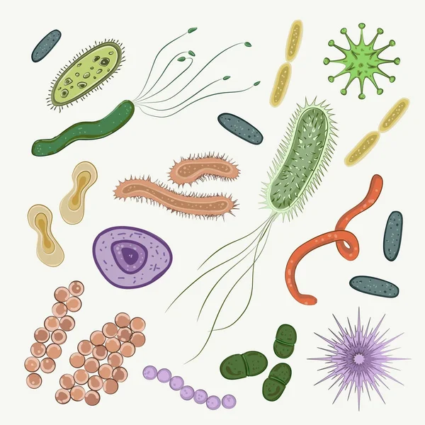 Bacteria, virus, germs icon set — Stock Vector