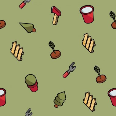 Bahçe renk anahat izometrik desen