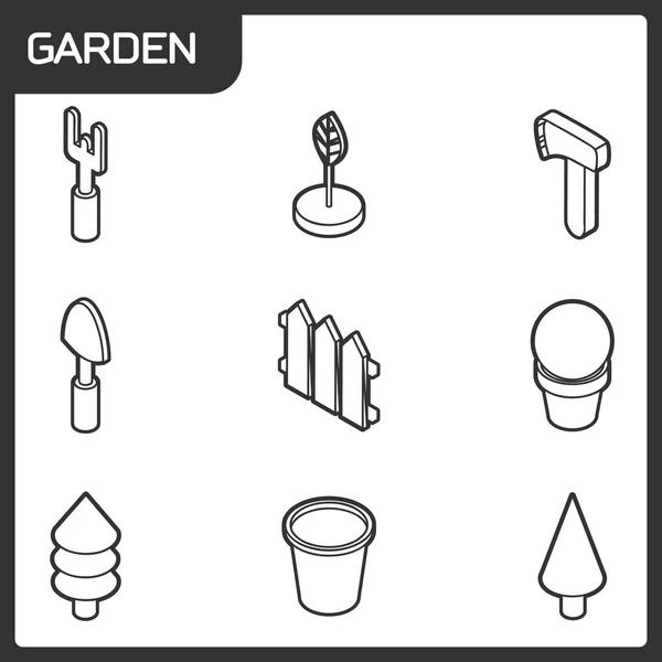 Iconos isométricos de jardín — Vector de stock