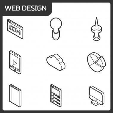 Web Tasarım anahat izometrik simgeler