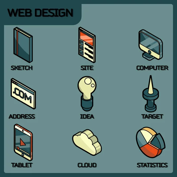 Web design färg disposition isometrisk ikoner — Stock vektor