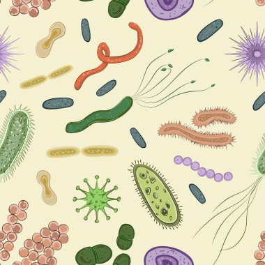 Bakteri, virüs, mikrop simgesi desen