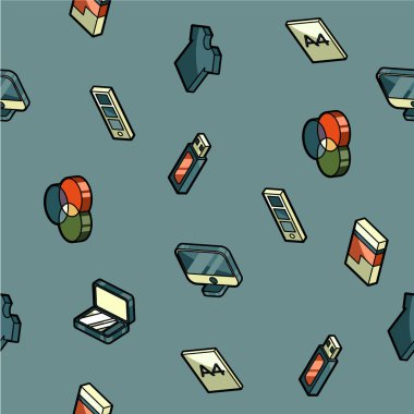 Basım endüstrisi renk anahat izometrik desen