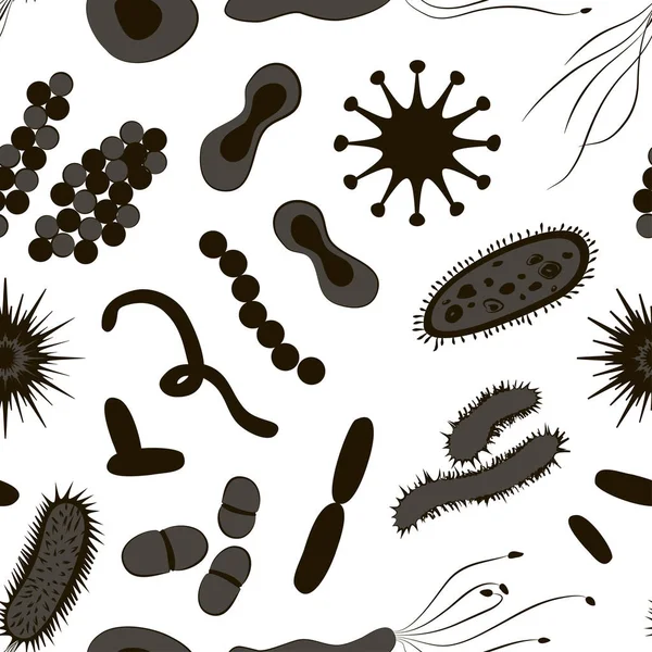 Bacteriën, virussen, bacteriën pictogram patroon — Stockvector