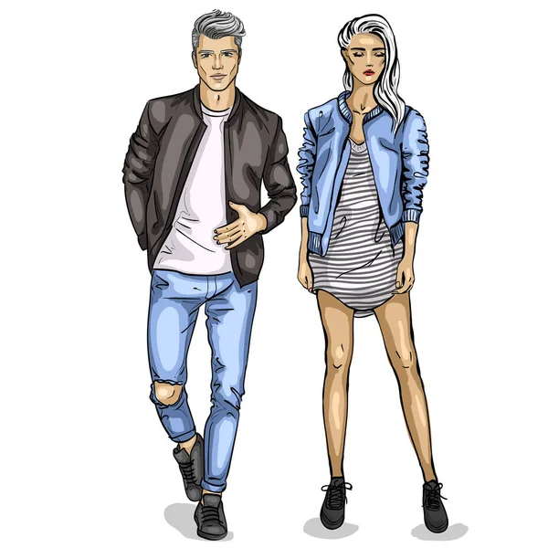 Vector mujer y hombre — Vector de stock