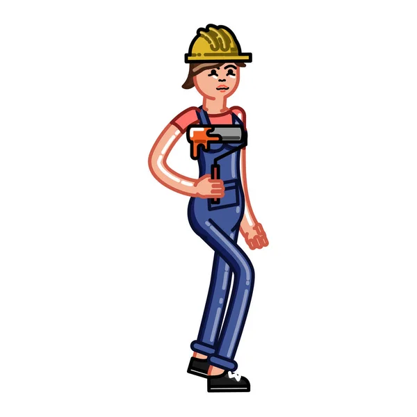 Constructor lleva un rodillo — Vector de stock