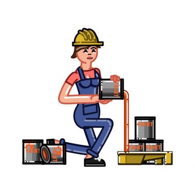 Oluşturucu boya içinde belgili tanımlık tepsi dökülen.