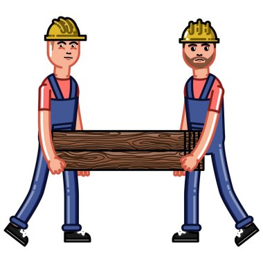 İki inşaatçılar ayılar bir kereste