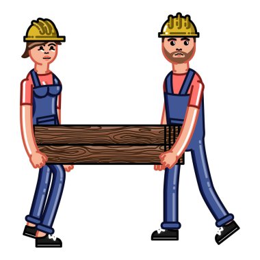 İki inşaatçılar ayılar bir kereste