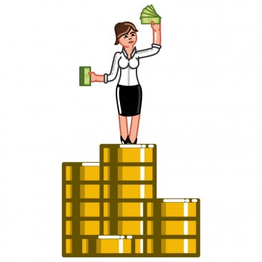 İş kadını sikkeleri üzerinde duran