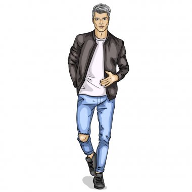 Vektör man modeli giyinmiş