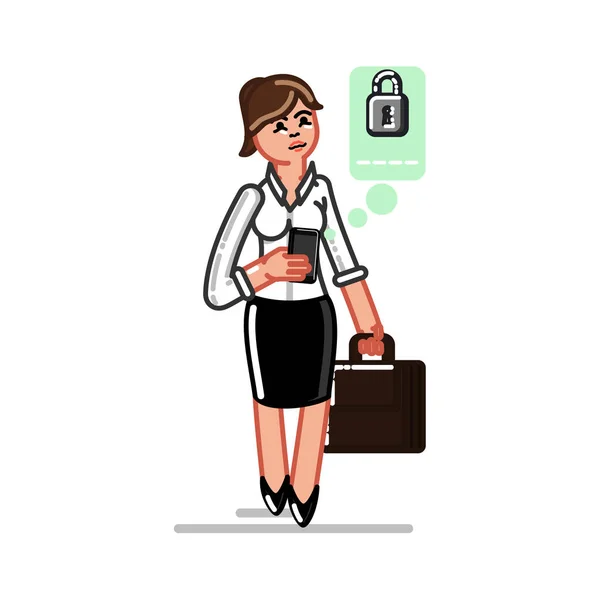 Mulher de negócios a preparar uma palavra-passe — Vetor de Stock