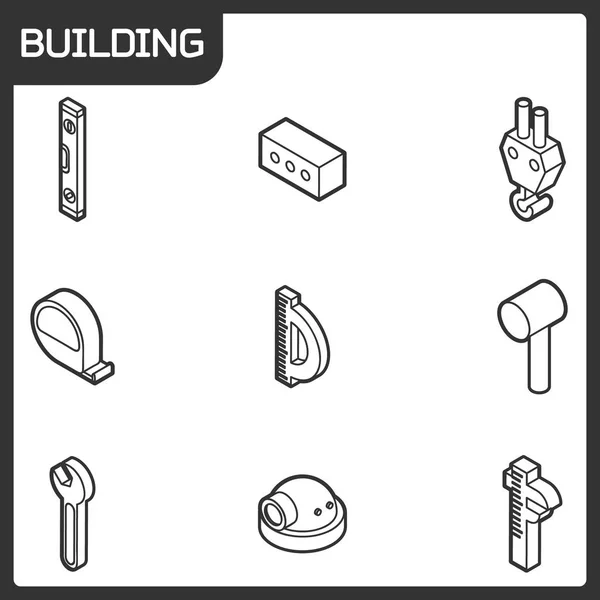 Icone isometriche dello schema di costruzione — Vettoriale Stock