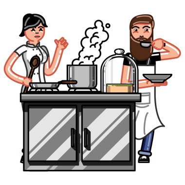 Mutfak çalışan adam