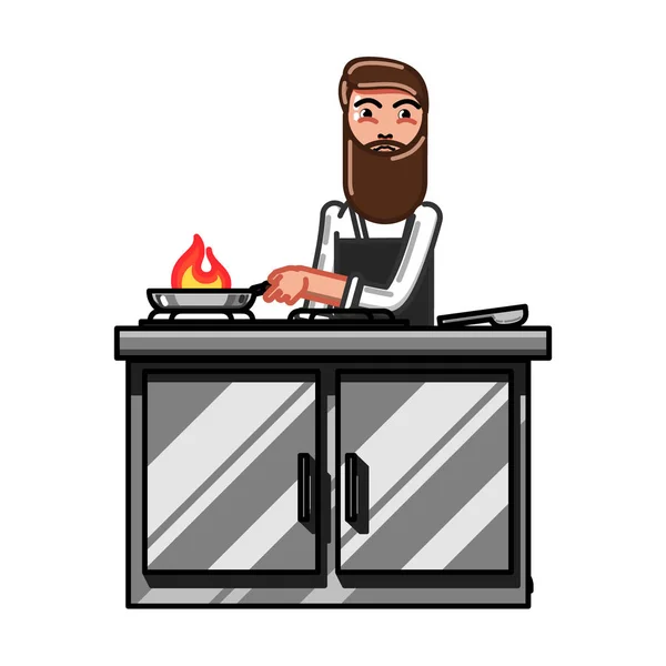 Kuchyňské pracovní muž — Stockový vektor