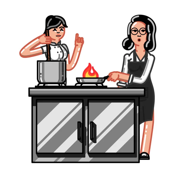 Travailleur de cuisine femme — Image vectorielle