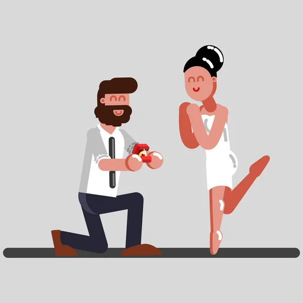 Man makes an offer to a girl to get married — Stock Vector