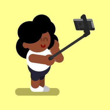 Afro Amerikan kız selfie yapar