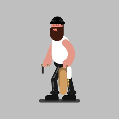 Açık ustura ve ceket elinde ile yürüme Kuaför