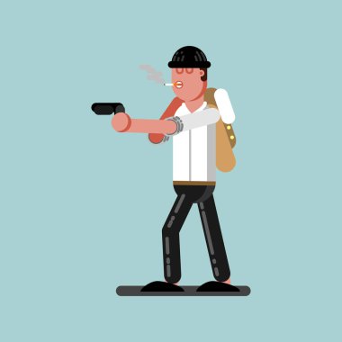 Silahlı adam çekime hazır hale geliyor