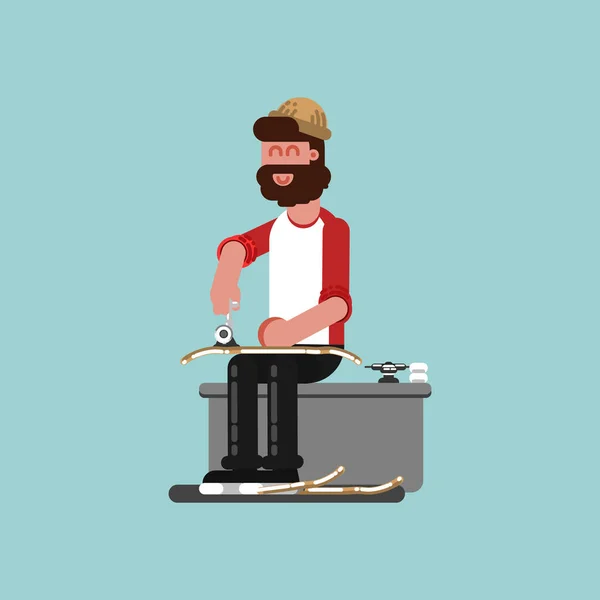 Skater cambia su tabla — Vector de stock