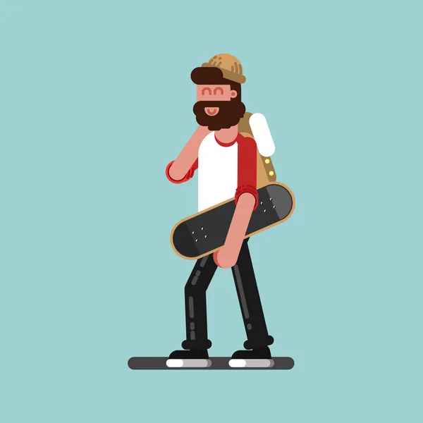 Skater walking with board — Stock Vector