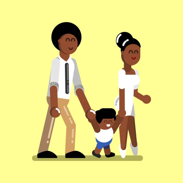 年轻的美国黑人家庭 — 图库矢量图片