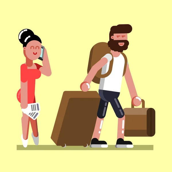 Ungt par på flygplats — Stock vektor