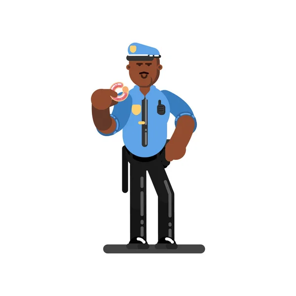 Oficial de policía negro — Vector de stock