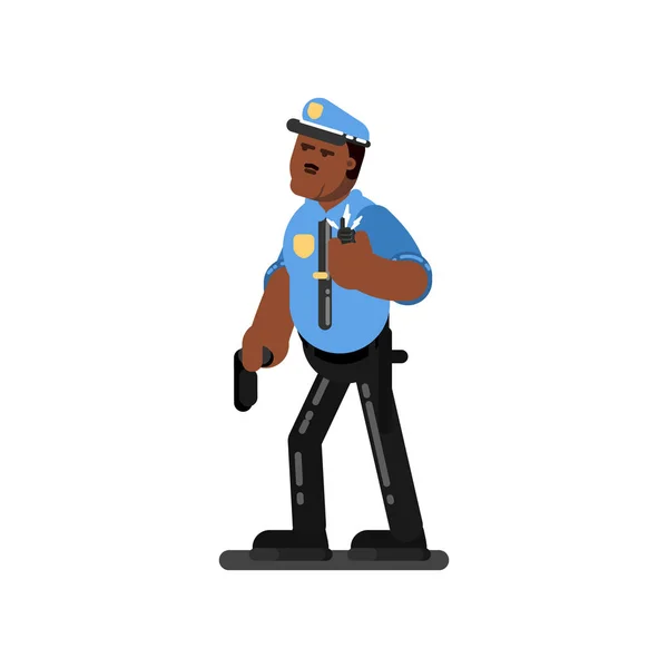 Oficial de policía negro — Vector de stock