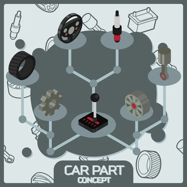 Części samochodowe kolor koncepcja izometryczny ikony — Wektor stockowy