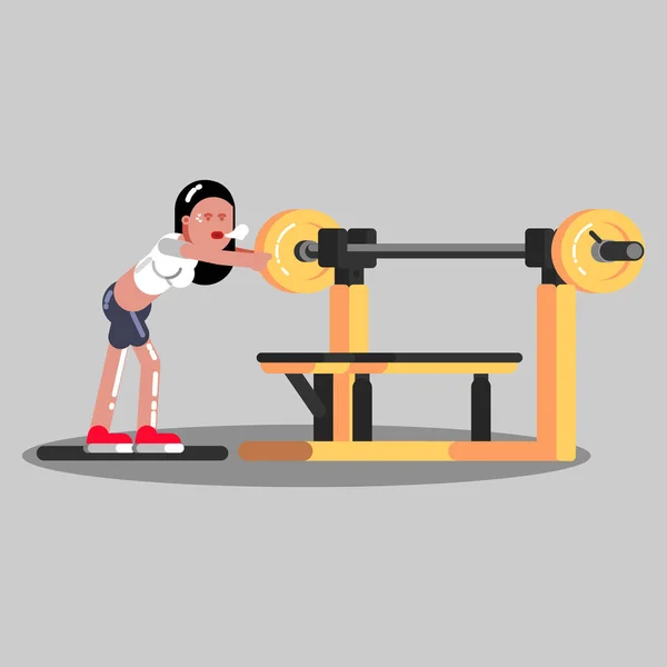 Dziewczyna naleśnik na sztangę w siłowni — Wektor stockowy