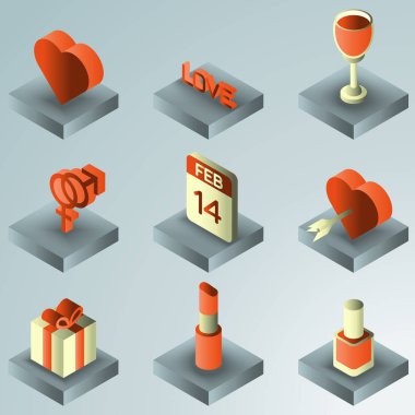 Sevgililer günü degrade izometrik simgeler