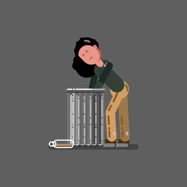Бездомная девушка копается в мусоре — стоковый вектор