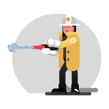 İtfaiyeci kız yangın söndürür