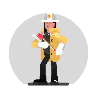 İtfaiyeci kız baltayla ayakta