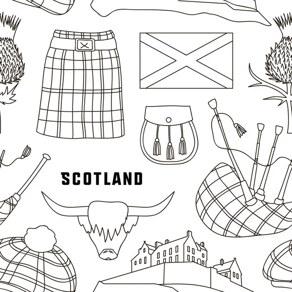 Scotland country set icons pattern — Stock Vector