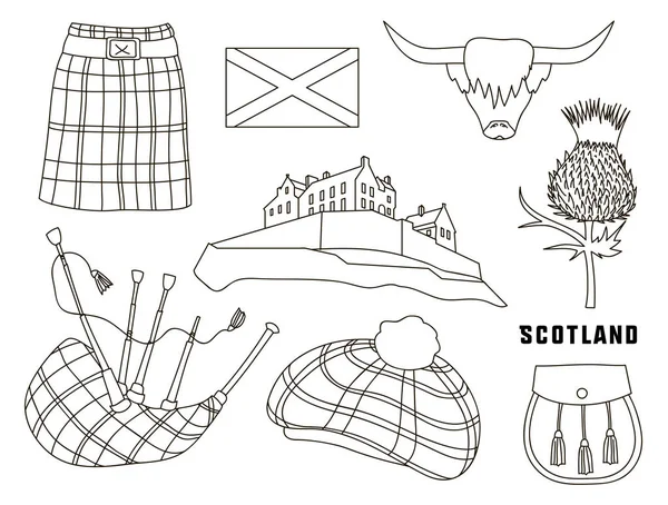 Scozia paese set icone — Vettoriale Stock
