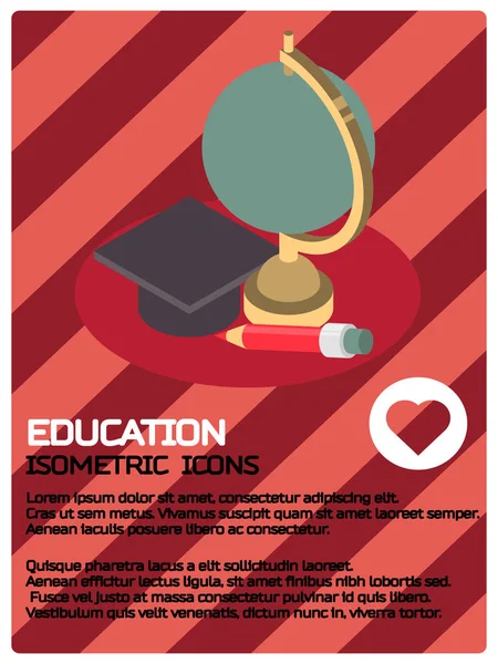 Oktatási szín izometrikus poszter — Stock Vector