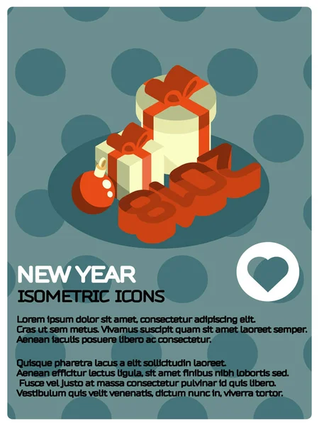 Año nuevo cartel isométrico — Vector de stock