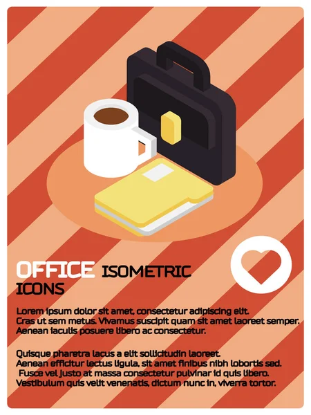 Cartel isométrico de color oficina — Vector de stock