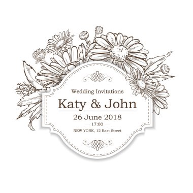 Düğün vintage kartı