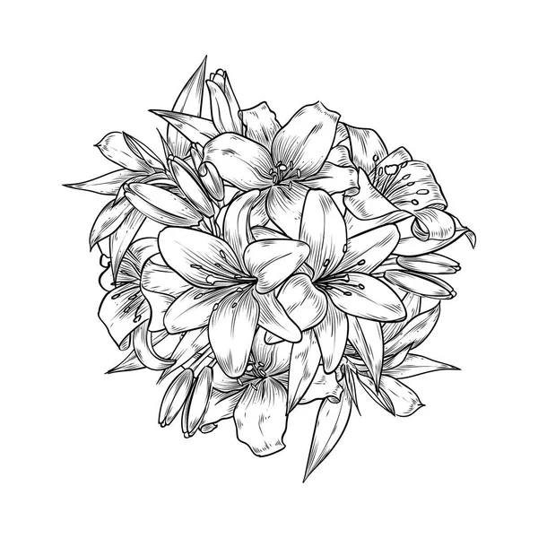 Vintage šablona s lily květy — Stockový vektor