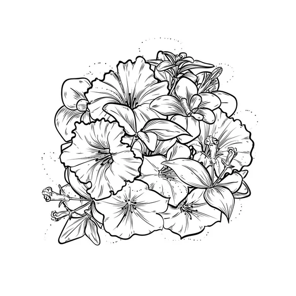 Plantilla vintage con flores de petate — Archivo Imágenes Vectoriales