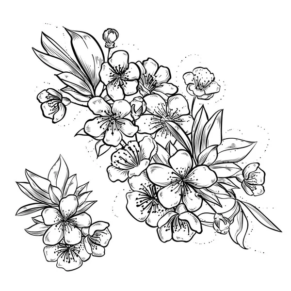 Урожайний шаблон з квітами сакури — стоковий вектор