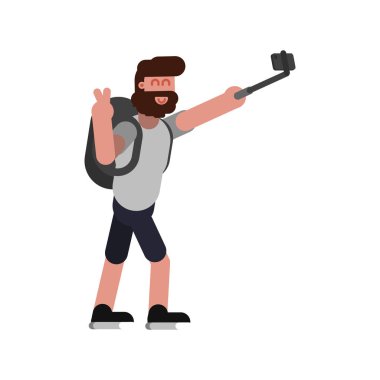 Adam bir selfie yapar