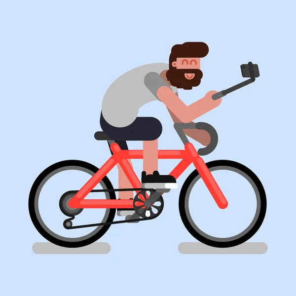 Mannen på cykel — Stock vektor